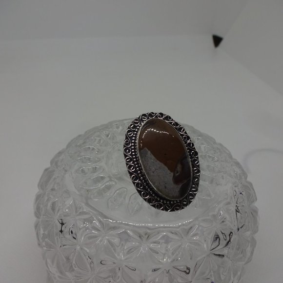 Natural "MOOKAIT JASPER' Handmade Sterling Ring Size 8.5 #386 - Picture 3 of 3